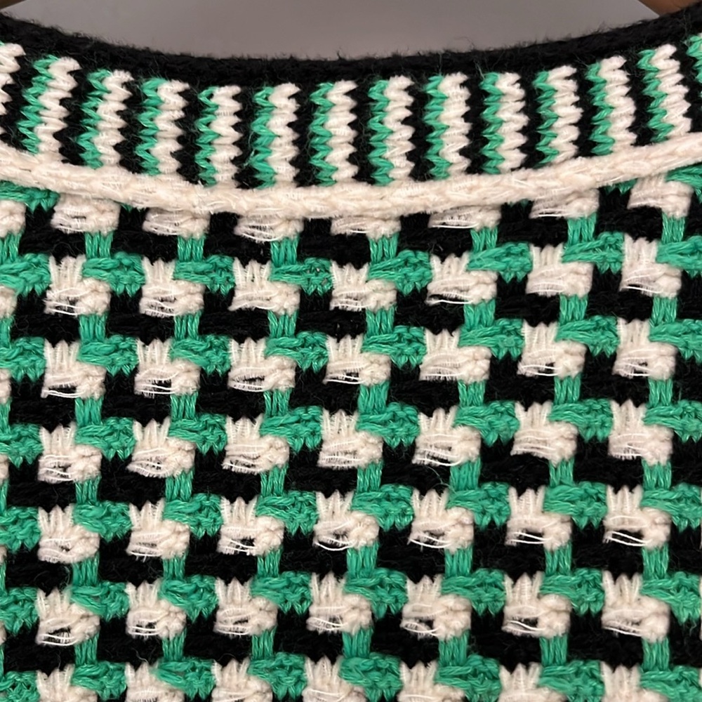 Maje Black and Green Checkered Short Sleeve Top - Picture 10 of 12